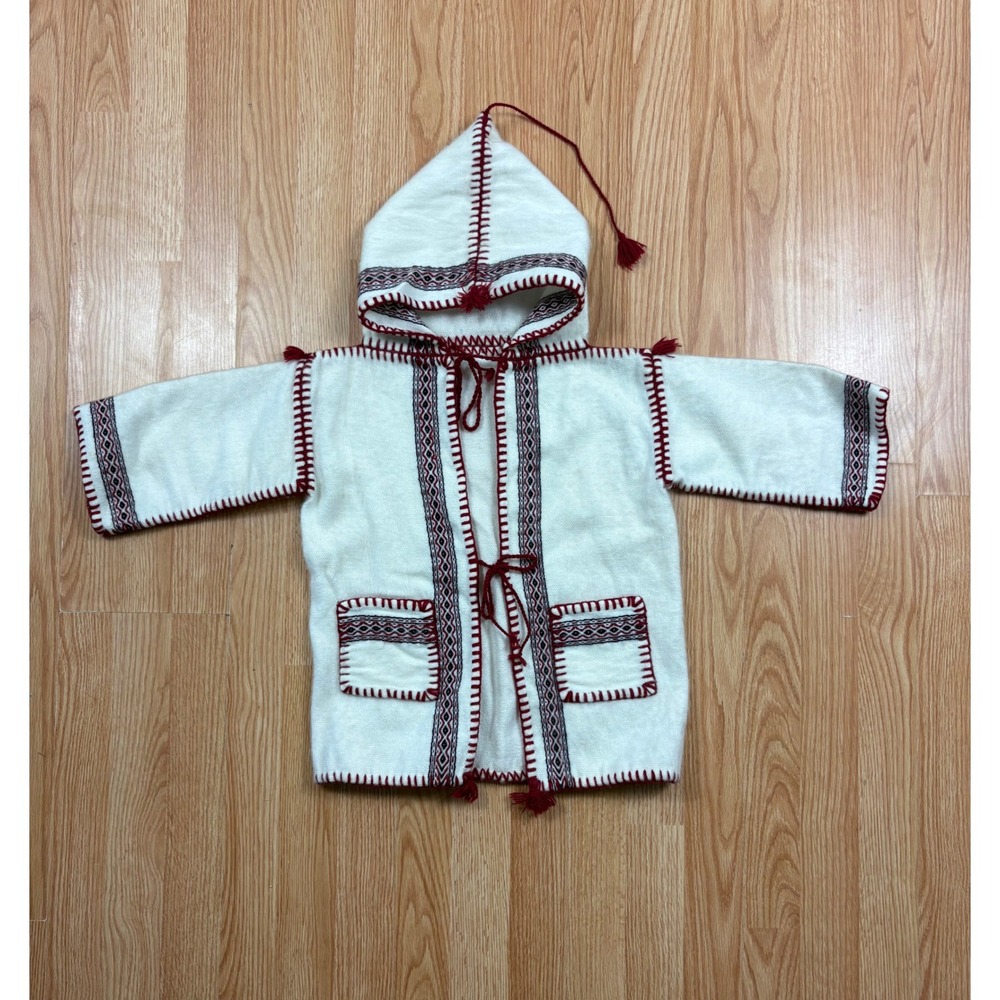 Vintage kids handmade Tunisian  wool coat. Kids hooded coat. 
Composition: wool